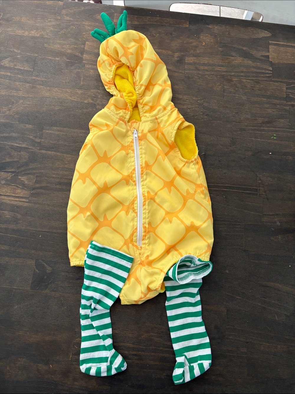 Yellow Pineapple Hooded Kids One-Piece